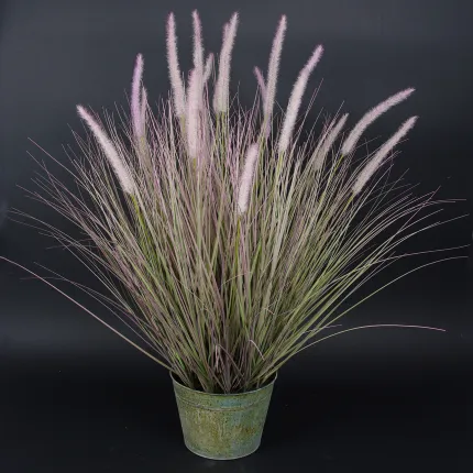 PENNISETUM artificiel en pot zinc  100 cm