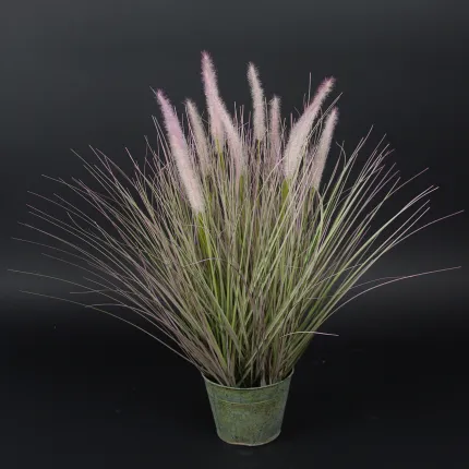 PENNISETUM artificiel en pot zinc  70 cm