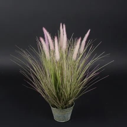 PENNISETUM artificiel en pot zinc  60 cm