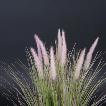 PENNISETUM artificiel en pot zinc  60 cm - détail plumeau