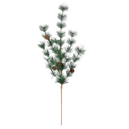 Branche artificielle de SAPIN et pomme de pin 70 cm effet pailleté - en tige