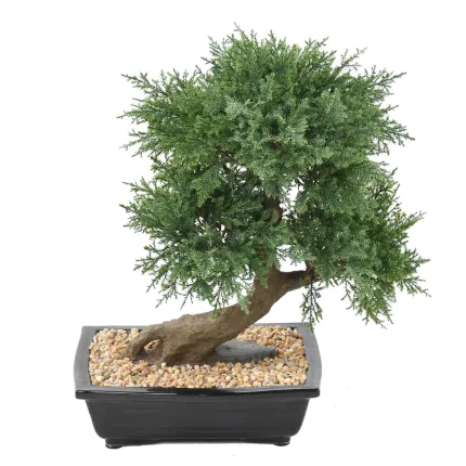 BONSAI artificiel JUNIPERUS en coupe  55 cm  - de dos