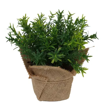 THYM artificiel en pot toile de jute 18 cm