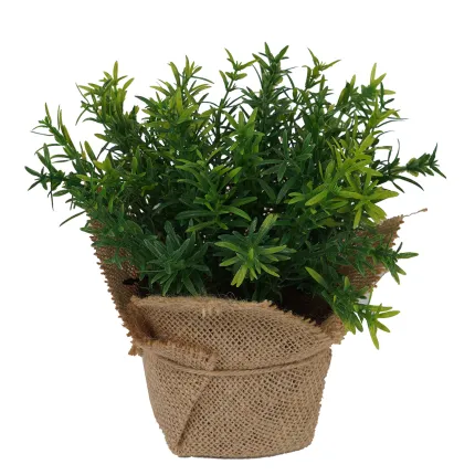 THYM artificiel en pot toile de jute 18 cm