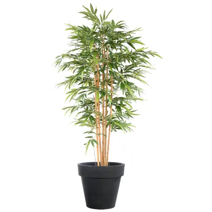 BAMBOU artificiel vert 2 tons 200 cm dans un pot de présentation