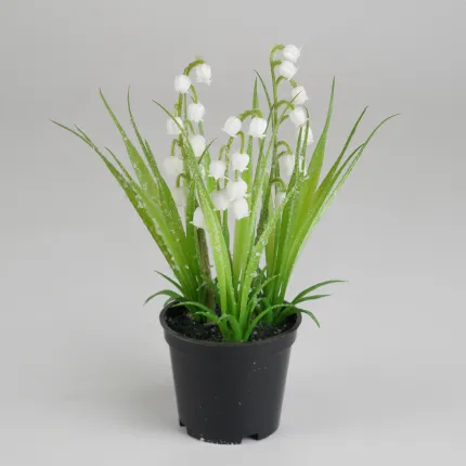 MUGUET artificiel givré en pot 21 cm