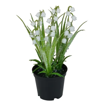 MUGUET artificiel givré en pot 21 cm