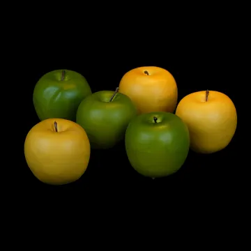 filet 6 POMMES artificielles 7 cm vertes et jaunes