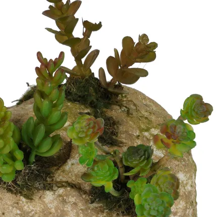 SUCCULENTES artificielles sur rocaille 16 cm - modèle  B en détails