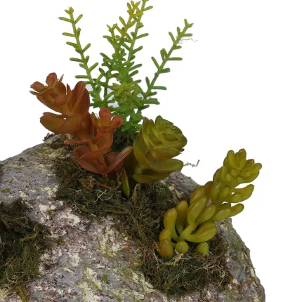 SUCCULENTES artificielles sur rocaille 16 cm modèle A - détail