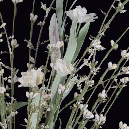 fleurs champêtre esprit séché 52 cm blanc - détails fleurs