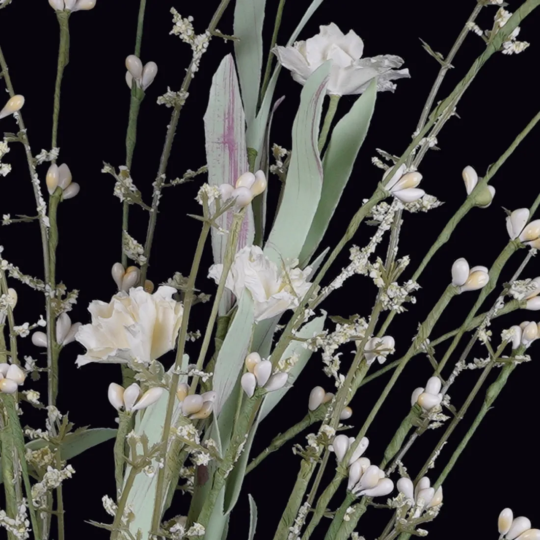 fleurs champêtre esprit séché 52 cm blanc - détails fleurs