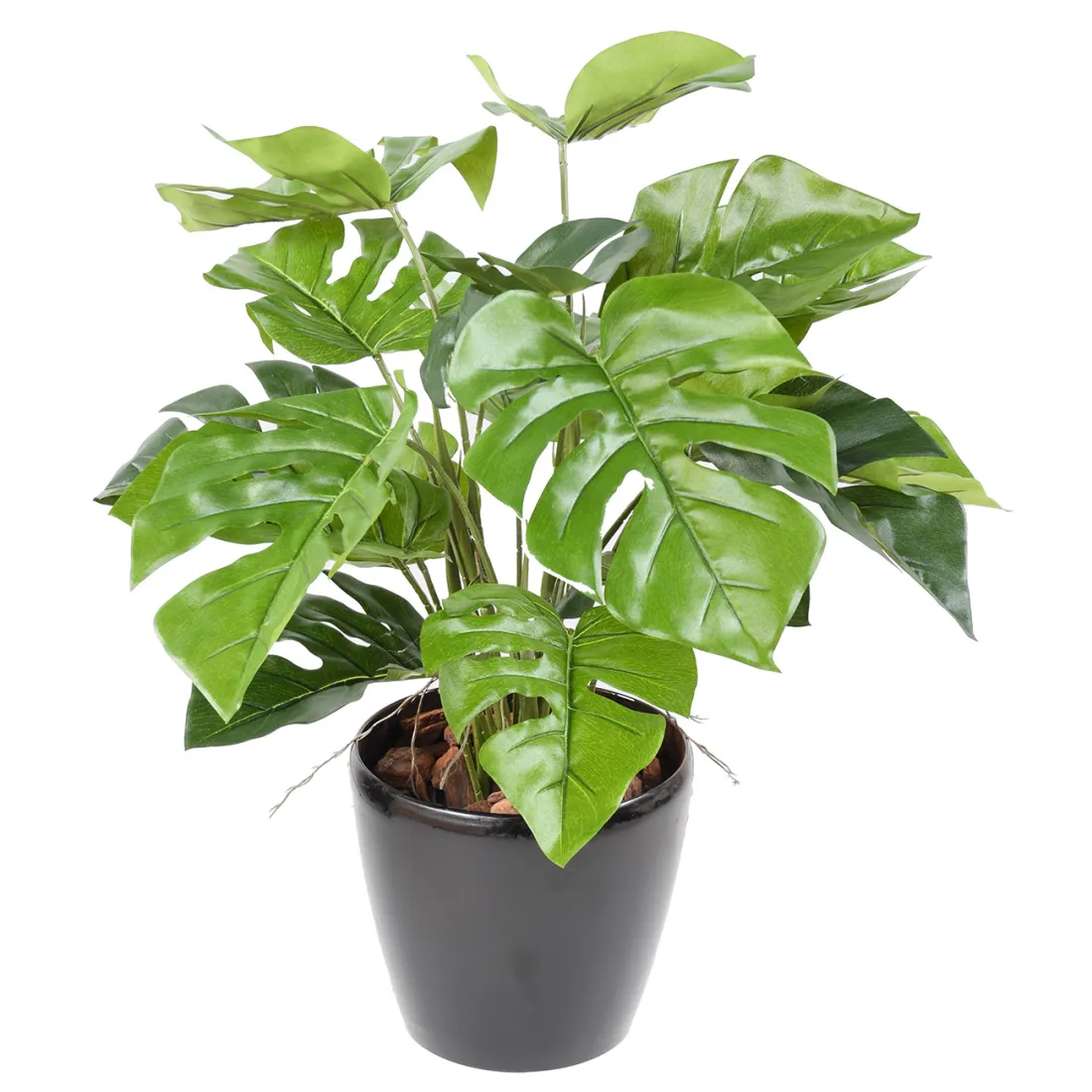 PHILODENDRON artificiel en pot 60 cm - dans un pot rond noir