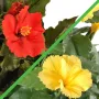 HIBISCUS artificiel 110 et 150 cm -  jaune ou rouge