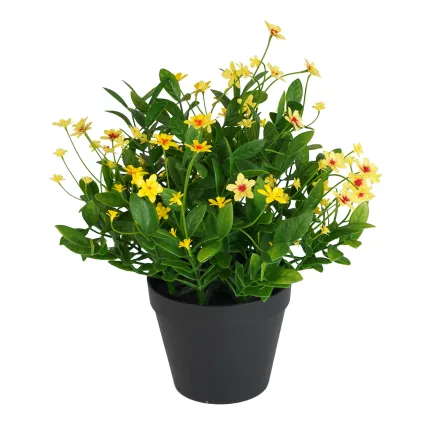 HELIANTHUS artificiel micro jaune 30 cm en pot