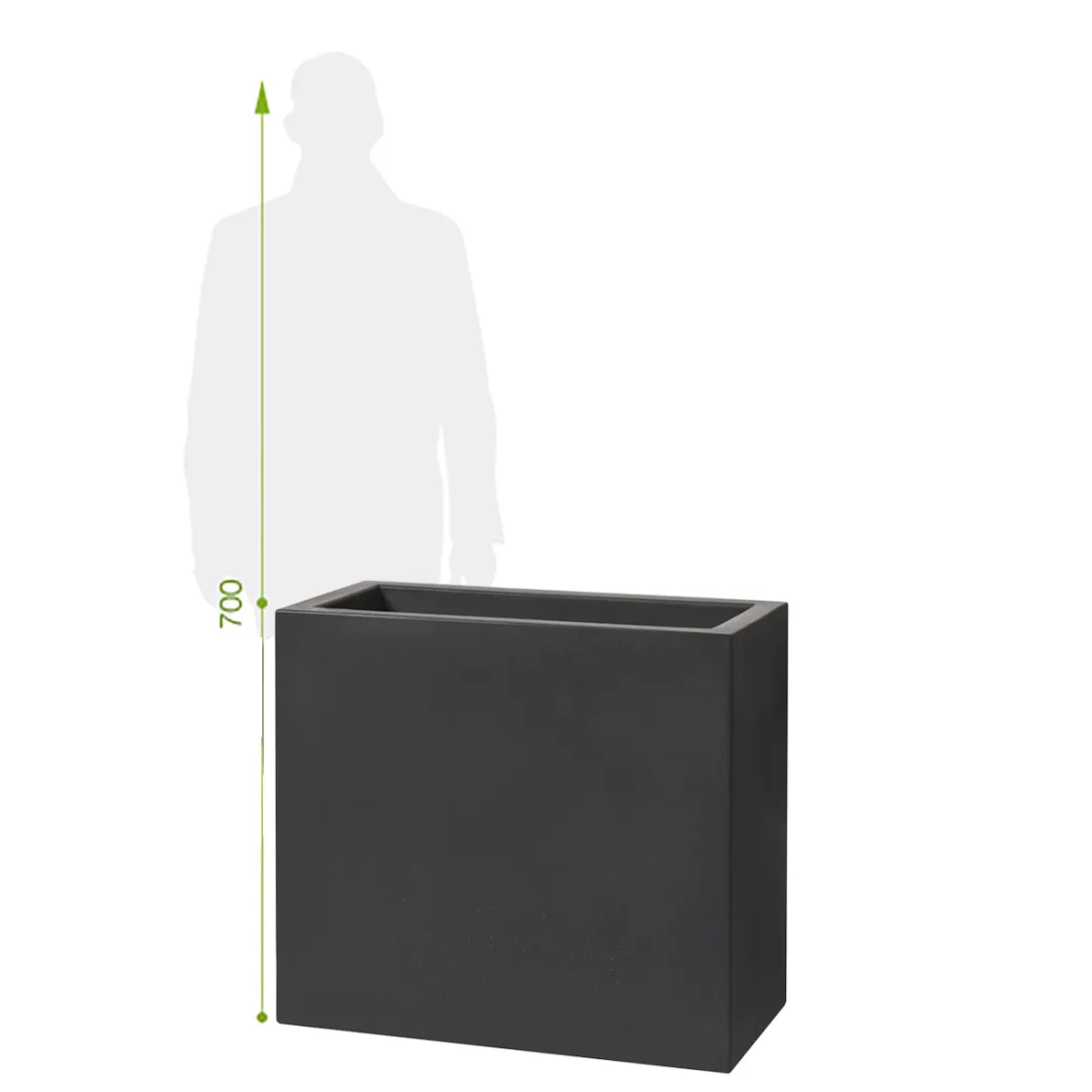 Jardinière Strevi cube tour 70 cm Largeur  100 cm - hauteur par rapport à une personne