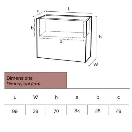 Jardinière Strevi cube haute 70 cm   Largeur 100 cm