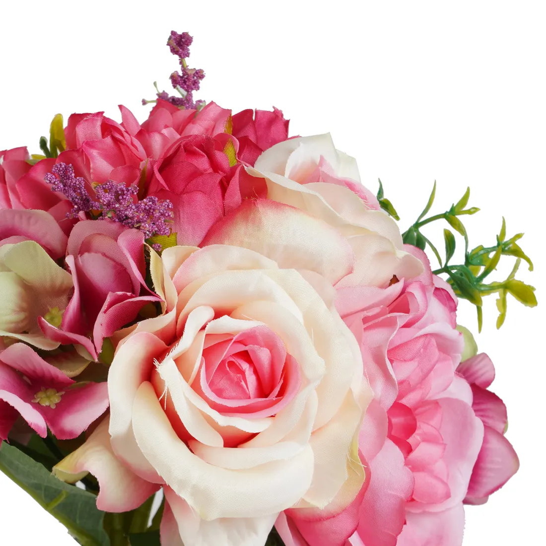 bouquet HORTENSIA et ROSE artificiel  28 cm