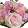 Composition fleurs artificielles roses et hortensias- détails
