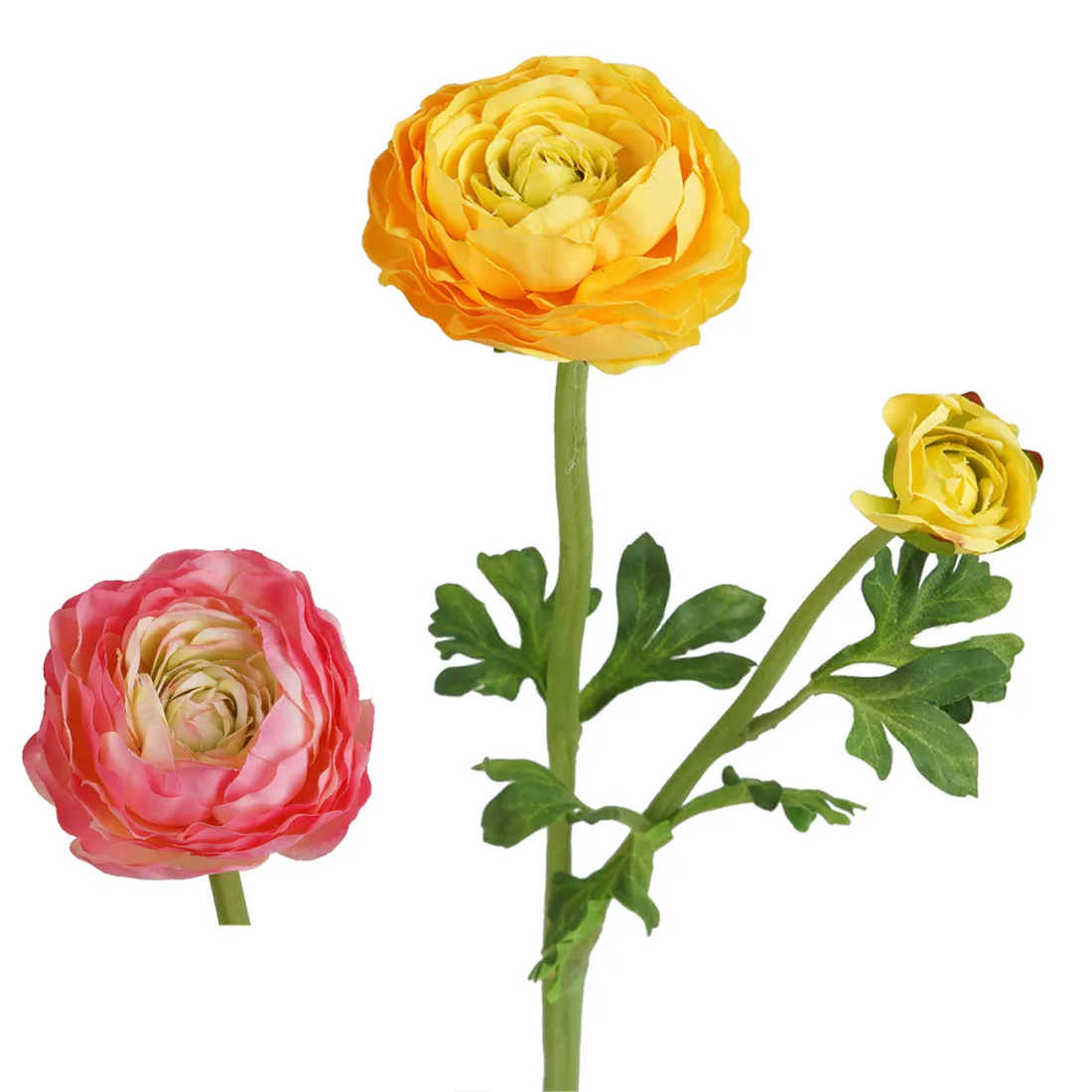 RENONCULE artificielle 49 cm 1 fleur et 1 bouton