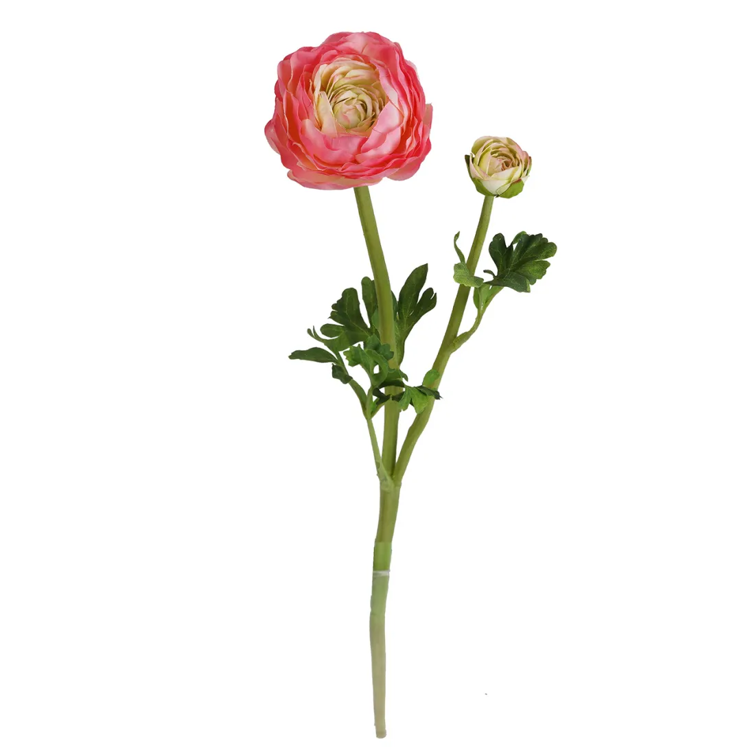 RENONCULE artificielle 49 cm 1 fleur et 1 bouton rose en tige
