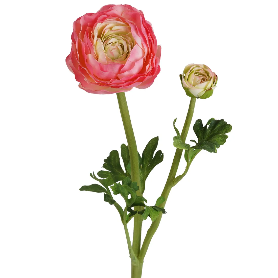 RENONCULE artificielle 49 cm 1 fleur et 1 bouton rose