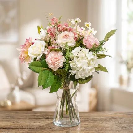 bouquet artificiel pastel 60 cm - sur une table