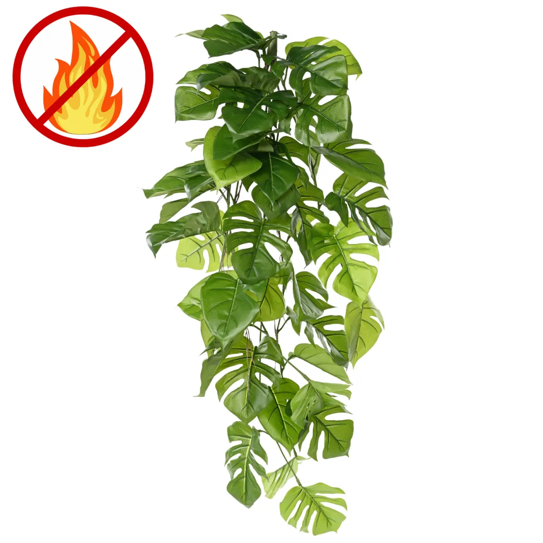 Philodendron monstera chute artificiel 120 cm ignifugé