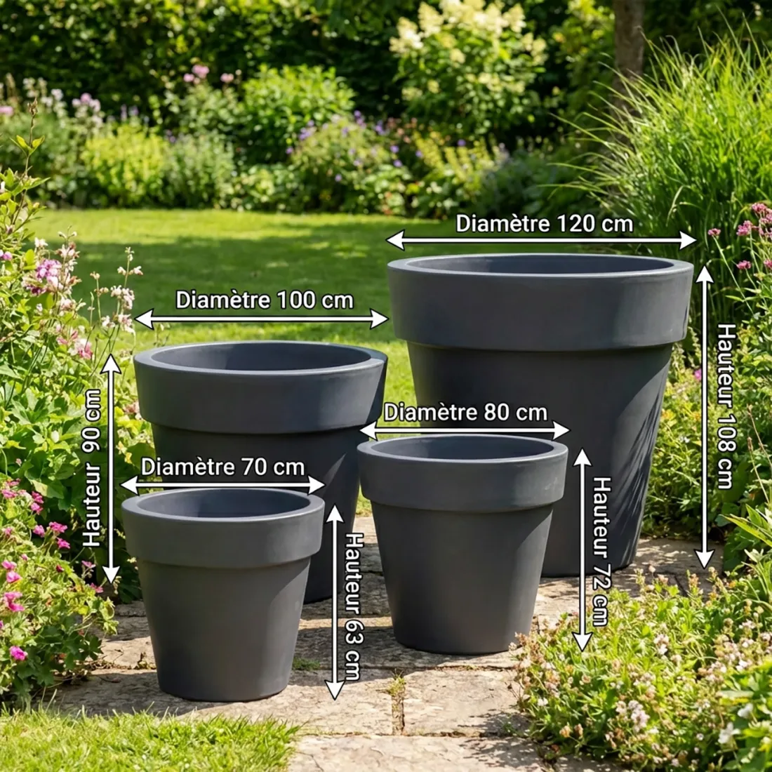 dimension 70 à 120 cm classico prima - gris anthracite