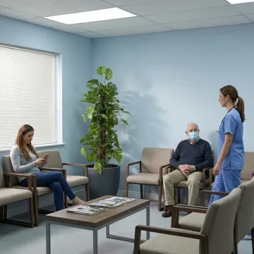 PHILODENDRON artificiel Monstera tuteur coco 180 cm ANTI FEU - en situation dans une salle d'attente