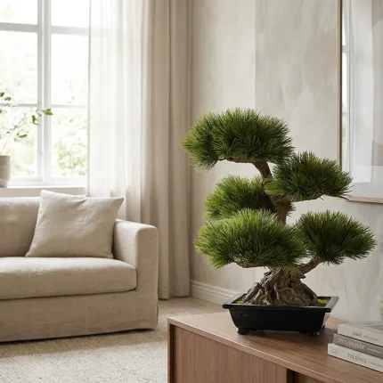 mis en situation BONSAI artificiel PIN 70 cm dans un salon