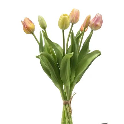 botte de 7 TULIPES artificielles 40 cm vert/rose