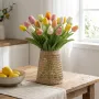botte de 7 TULIPES artificielles 40 cm 3 couleurs