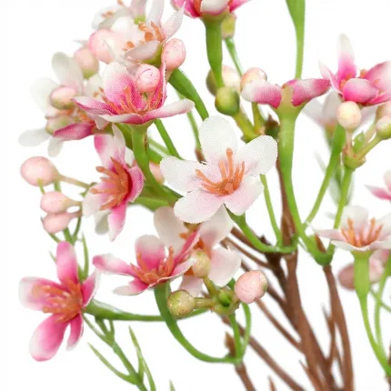 Fausse fleur de cire rose - détail des fleurs