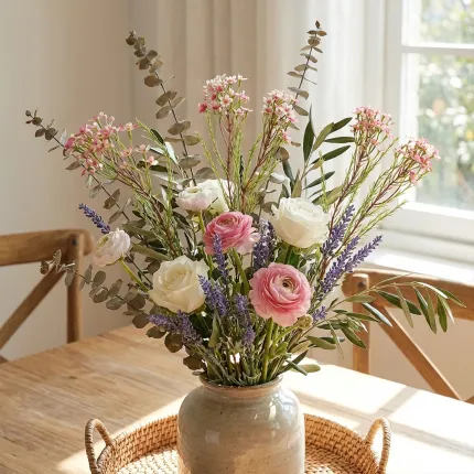 fleur de cire artificielle - mise en situation dans un bouquet