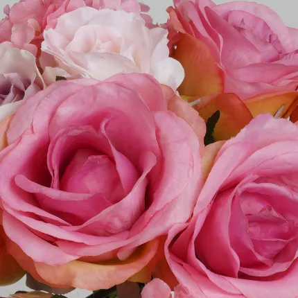 bouquet artificiel HORTENSIA et ROSE  30 cm - rose détails