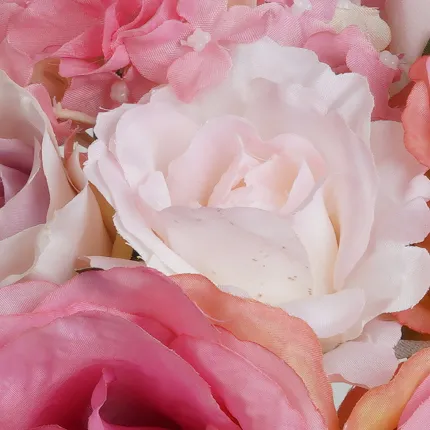 bouquet artificiel HORTENSIA et ROSE  30 cm - rose clair détails