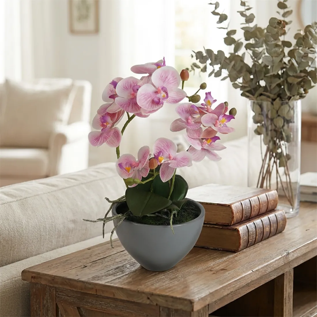 composition Phalaenopsis ORCHIDEE artificielle EN POT 35 cm