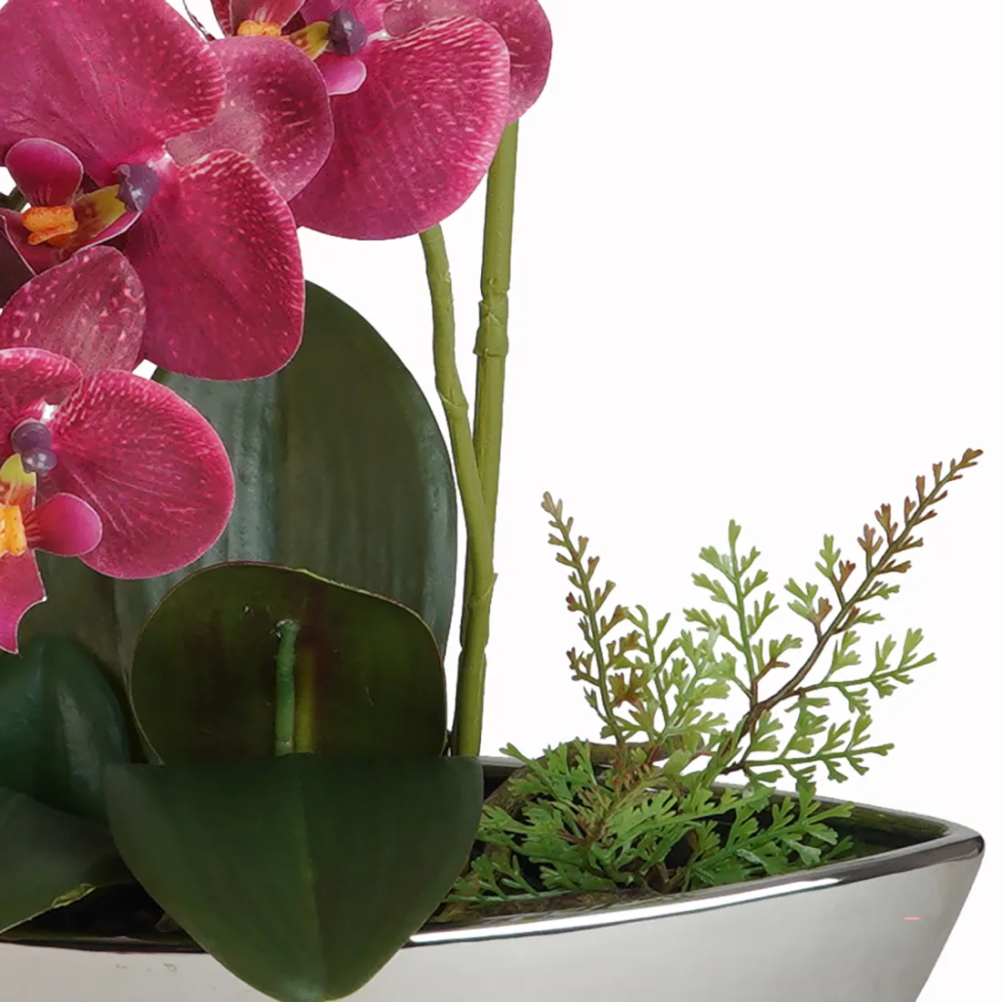 ORCHIDEE artificielle en pot argenté 54 cm - détails plantes
