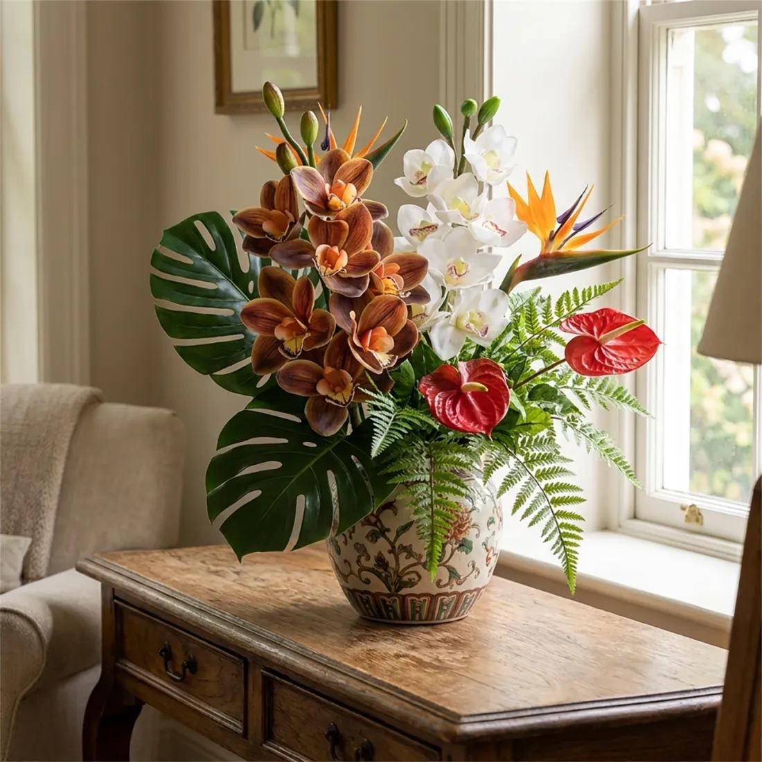 ORCHIDEE Cymbidium artificielle 80 cm - composition