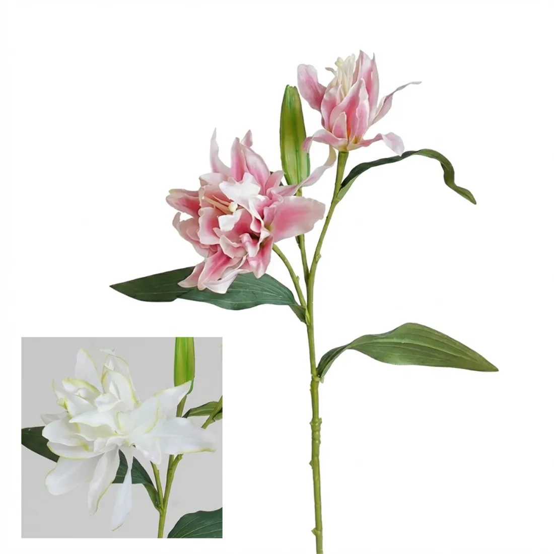 LYS artificiel 2 fleurs  76 cm - 2 couleurs