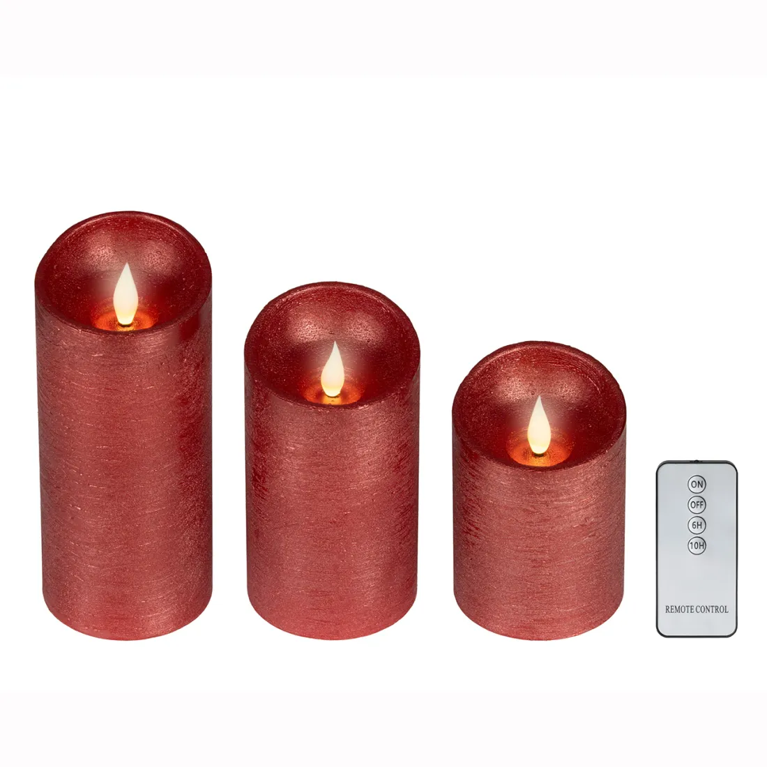 lot de 3 bougies LED scintillante et vacillante rouge