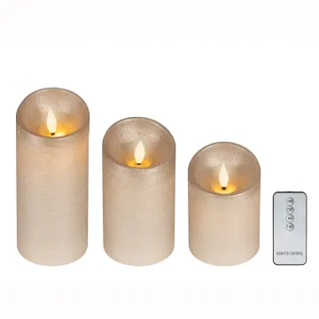 lot de 3 bougies LED scintillante et oscillante gris