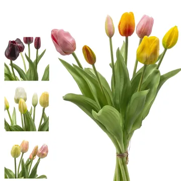 botte de 7 TULIPES artificielles 40 cm - 4 couleurs