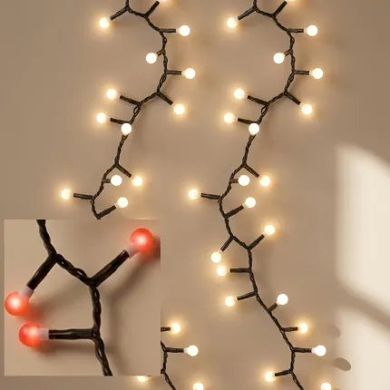 Guirlande lumineuse led cerise pour intérieur ou extérieur - teinte blanc ou rouge