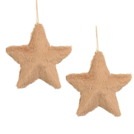 ETOILE artificielle fourrure 13 cm par 2 pièces caramel