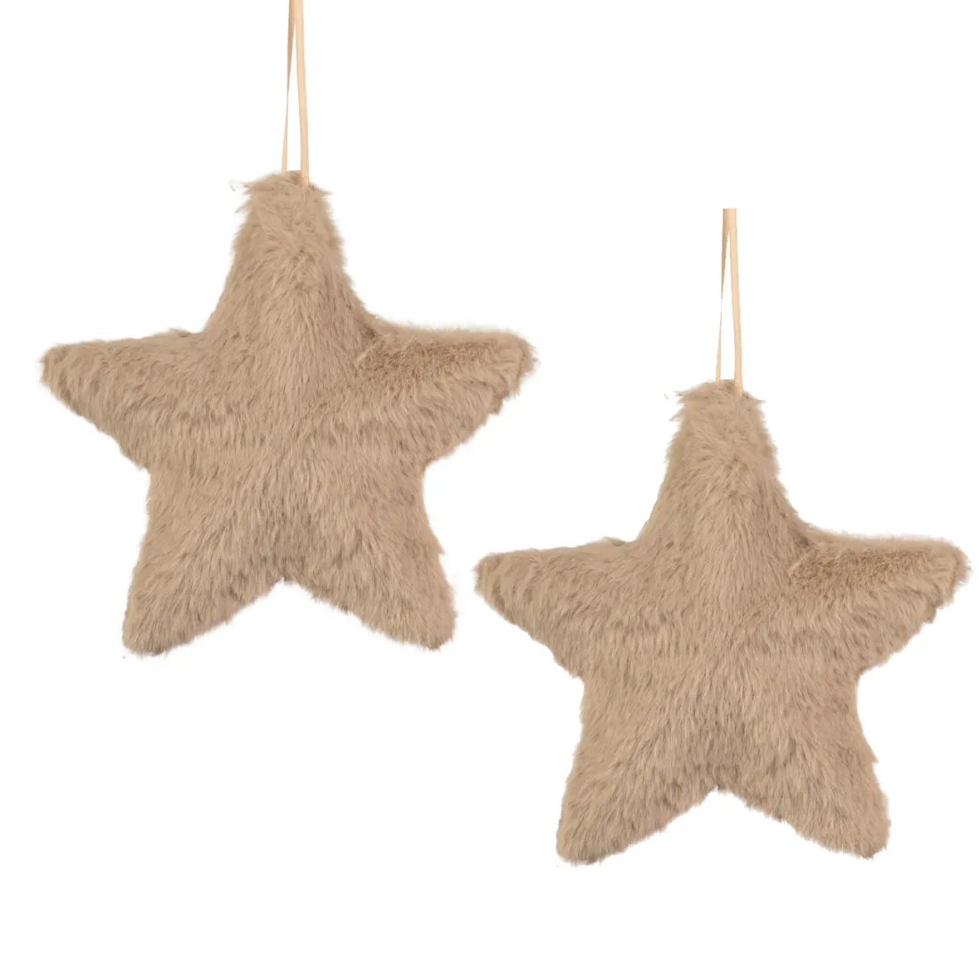 ETOILE artificielle fourrure 13 cm par 2 pièces beige