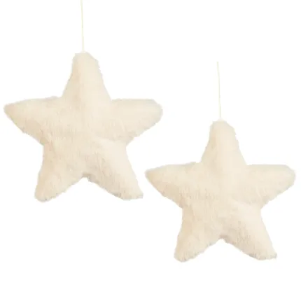 ETOILE artificielle fourrure 13 cm par 2 pièces écru