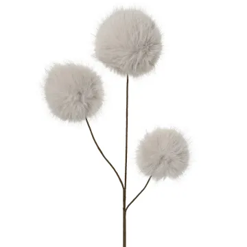 branche de 3 boules de fausse fourrure blanche