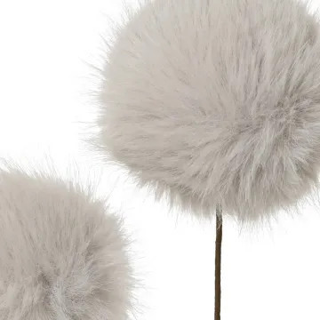 Branche de 3 boules fourrure synthétique 70 cm  - détails